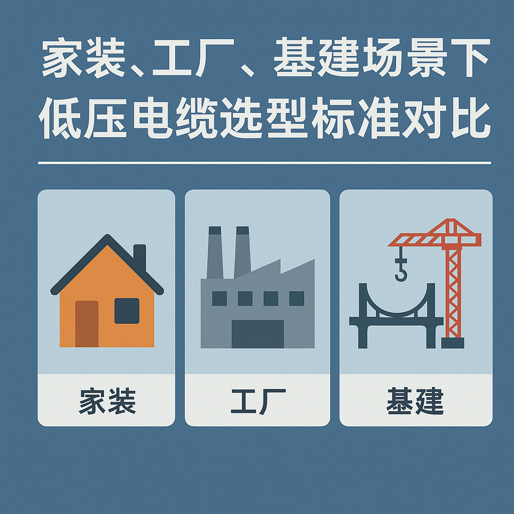 家装、工厂、基建场景下低压电缆选型标准对比