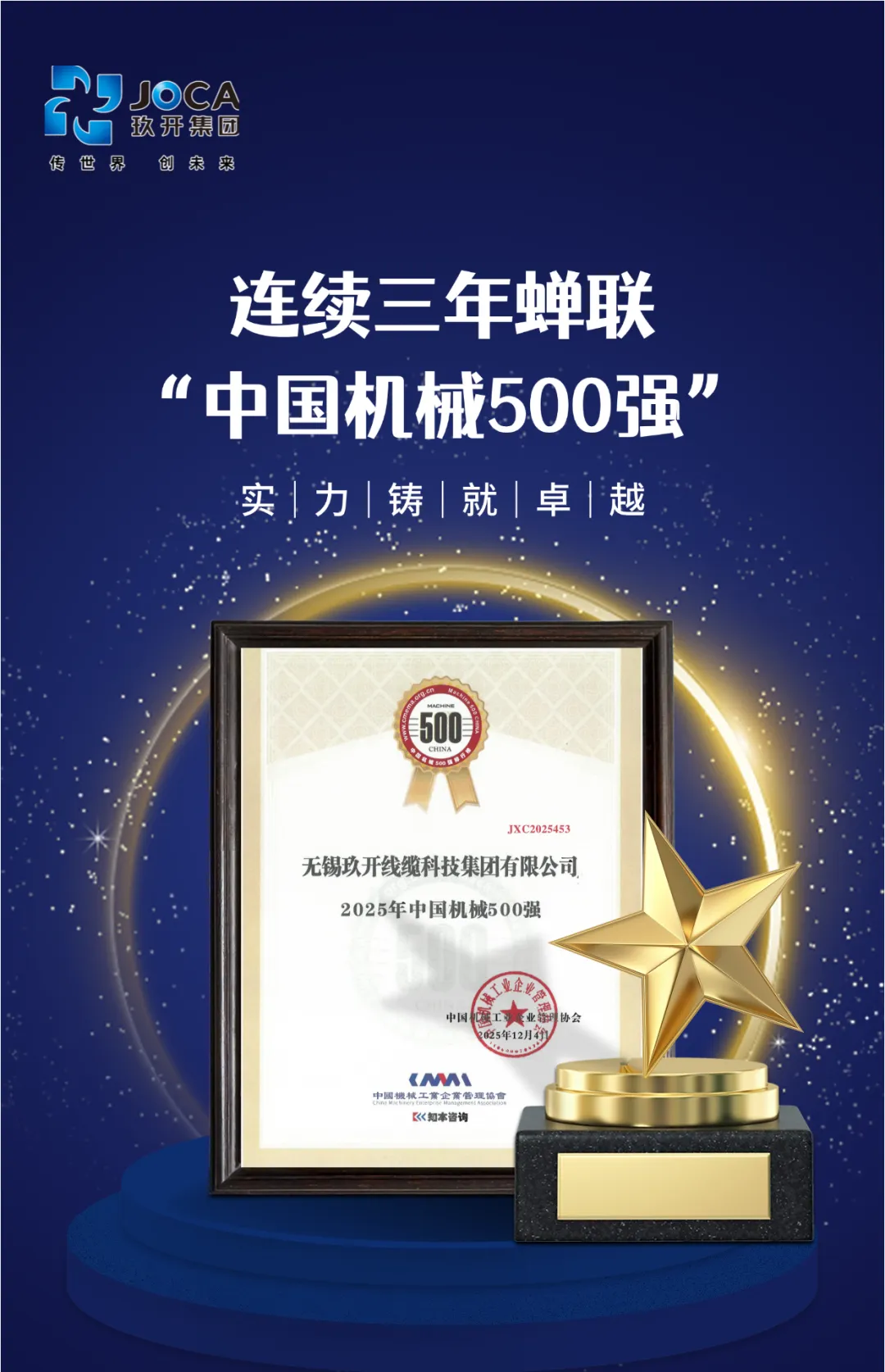 MK体育集团连续三年荣登“中国机械500强” 综合实力再获权威认可